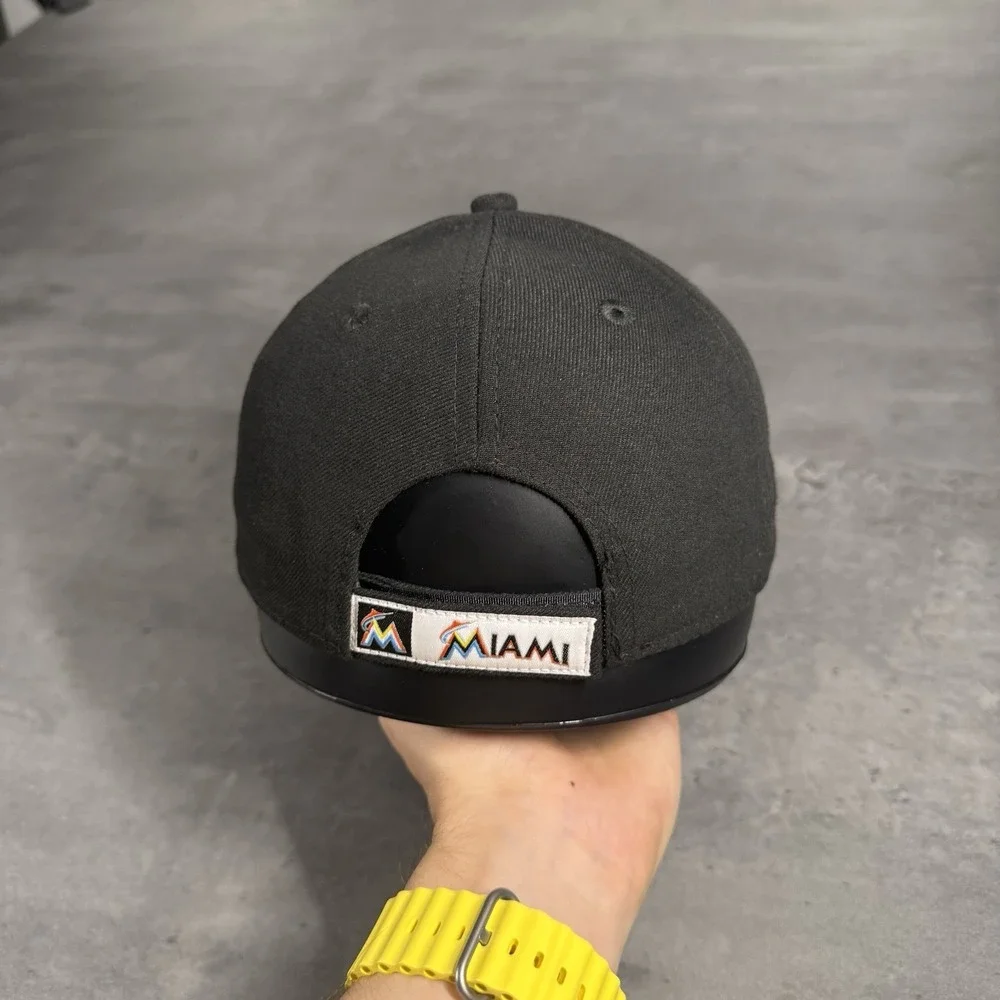 Miami Marlins Hat New‎ Era Cap Black Youth Kids 9Forty Adjustable Strapback MLB